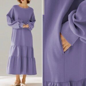 NAP LOUNGEWEAR | Crewneck Tiered Cotton Dress